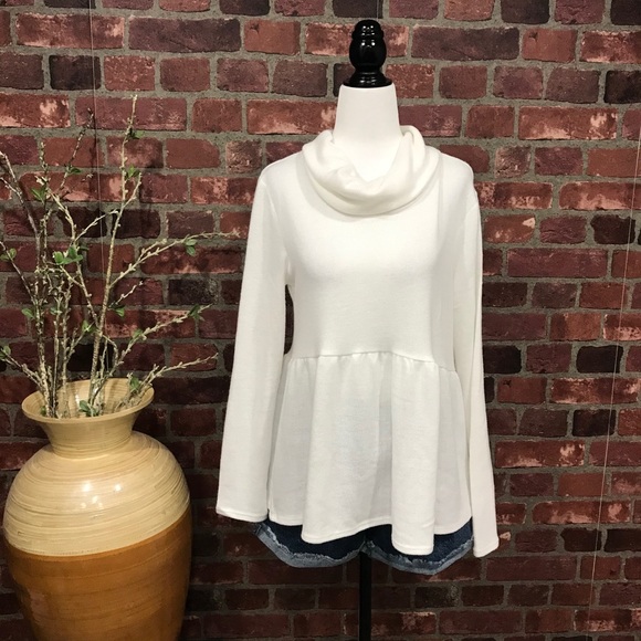 Sz SMALL Cowl Neck Grommet Lace Up Peplum - Picture 5 of 12